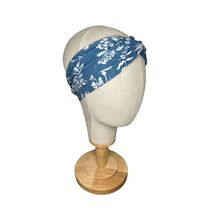 Blue Floral Twist Headband