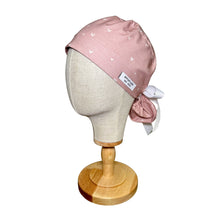 Load image into Gallery viewer, Pink &amp; White Ponytail Scrub Cap
